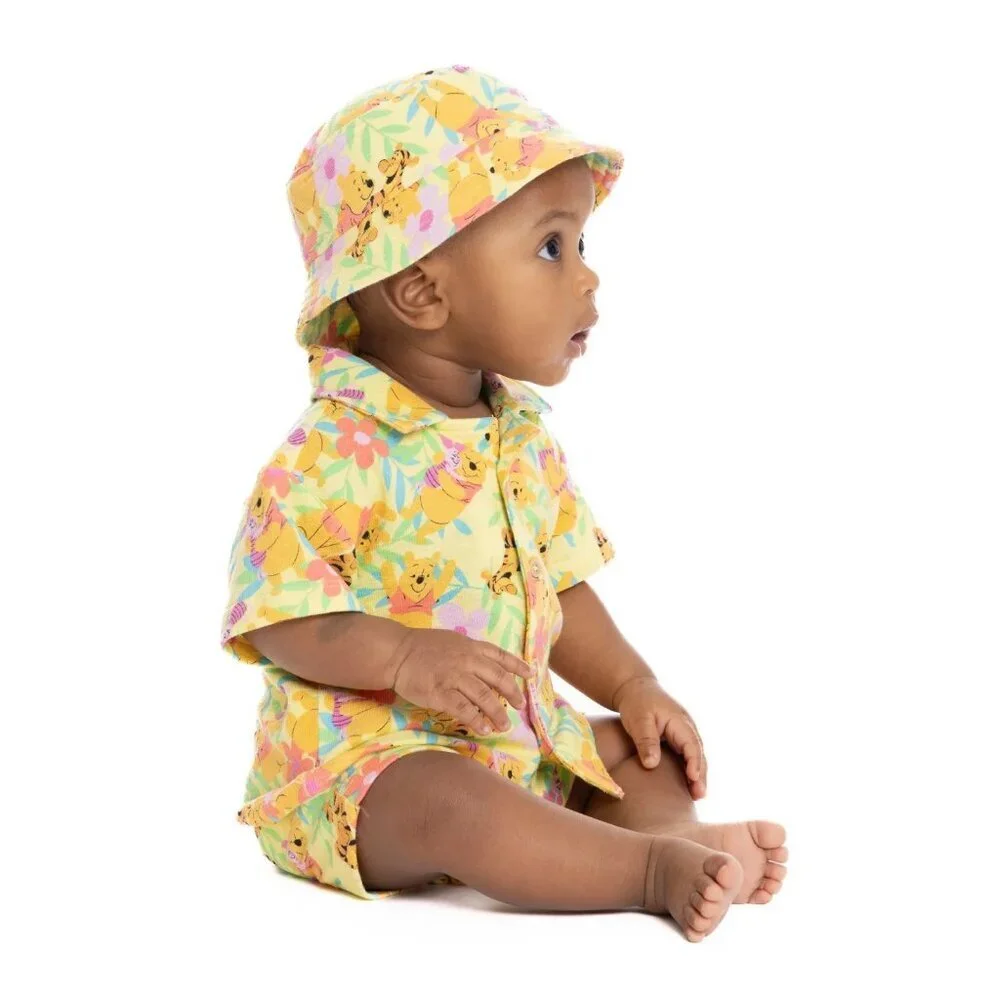 Winnie the Pooh Baby Boys Resort Short Set with Matching Hat, 3-Piece, Size 0/3M